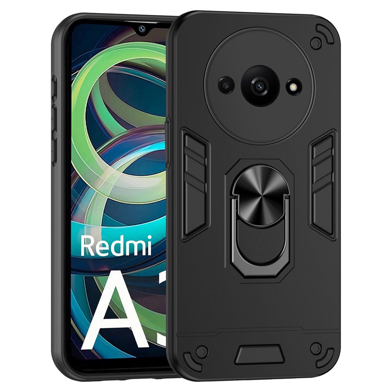 For Xiaomi Redmi A3 / Poco C61 4G Case Car Mount Kickstand Hybrid Hard PC Soft TPU Phone Cover For Xiaomi Redmi A3 / Poco C61 4G Case Car Mount Kickstand Hybrid Hard PC Soft TPU Phone Cover